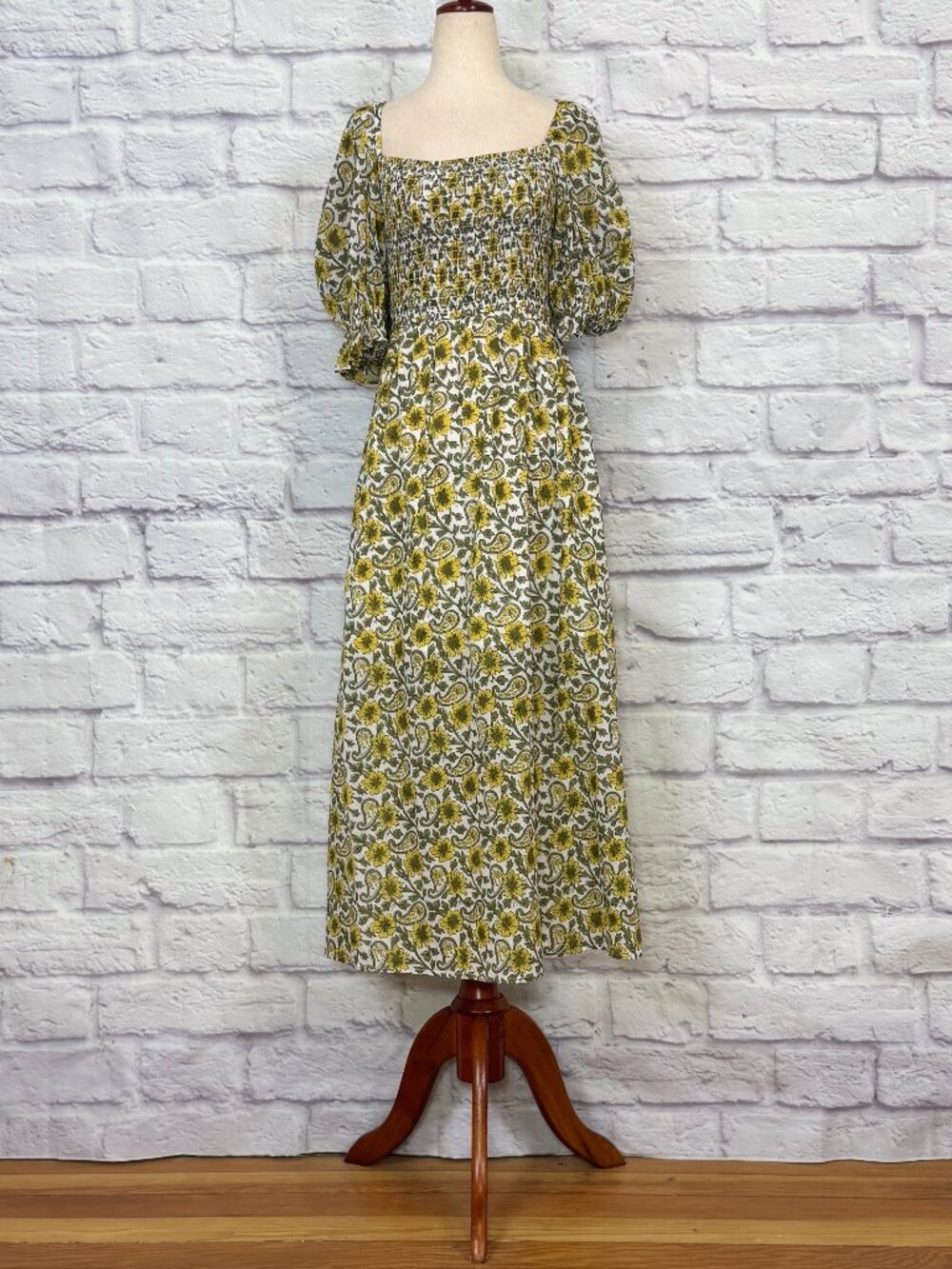 Rahi White Paisley Smocked Midi Dress